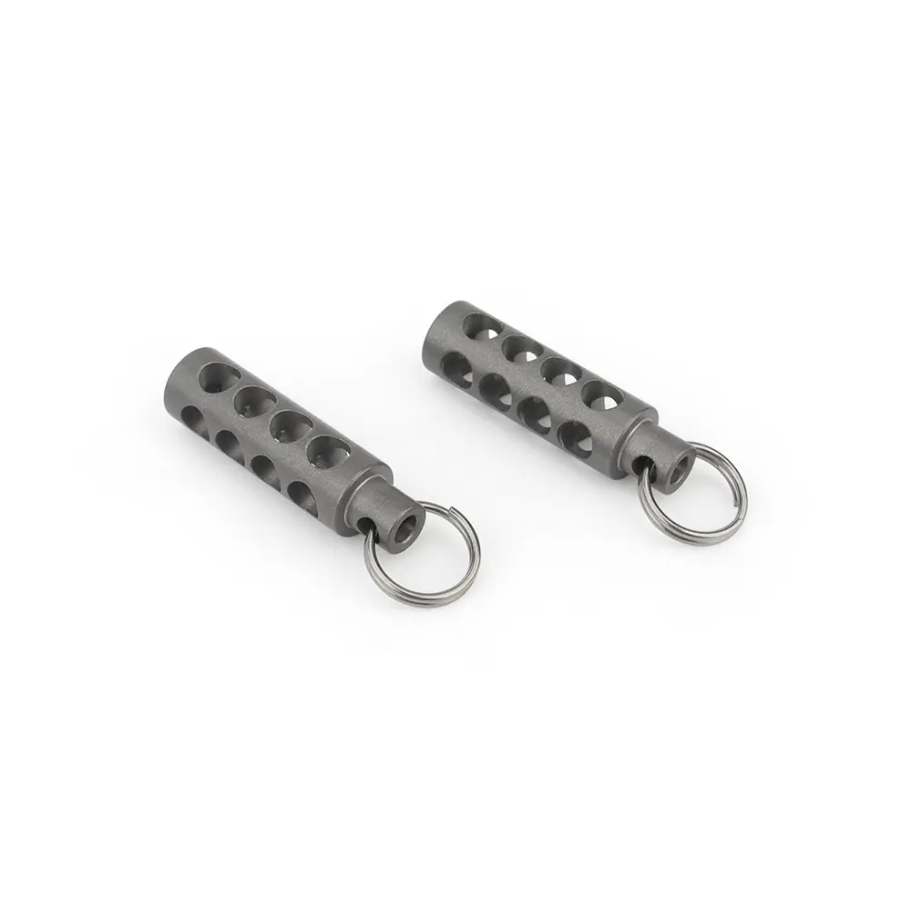 Hollow Tube Titanium Alloy Shell Paracord Bead Keychain Umbrella Rope Pendant Zipper Head Necklace Backpack Accessories