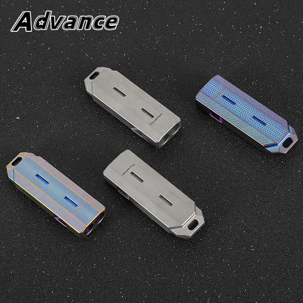 Titanium Alloy Whistle High Decibel Dual Hole Titanium Keychain Portable EDC Outdoor Tool
