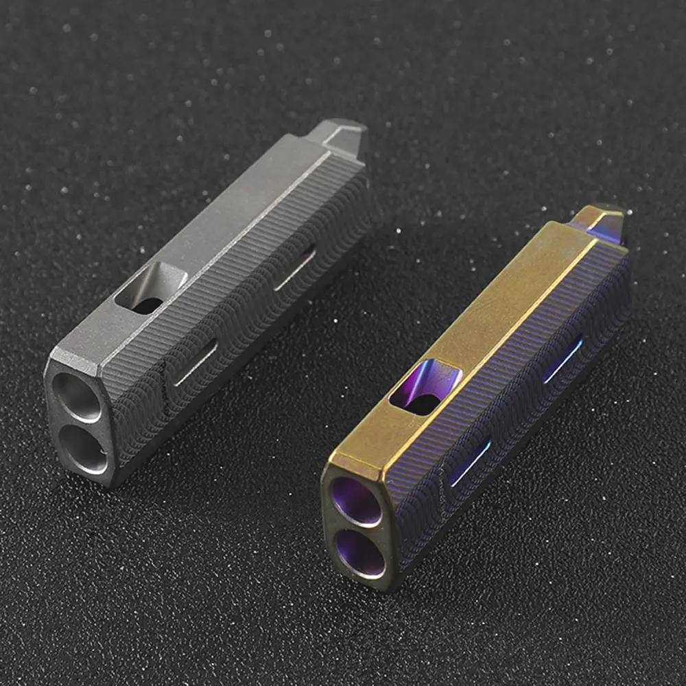 Titanium Alloy Whistle High Decibel Dual Hole Titanium Keychain Portable EDC Outdoor Tool