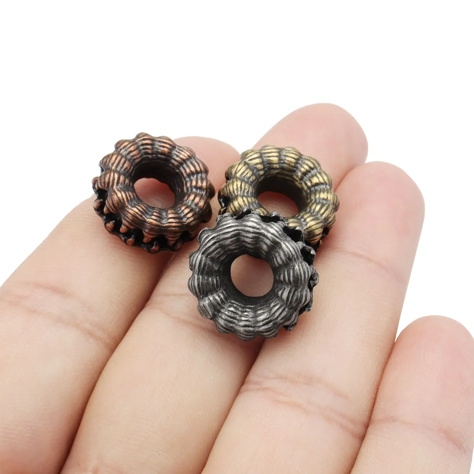 Circle Shape Paracord Bead DIY Copper Bead Lanyard Pendants Key Rings Accessories