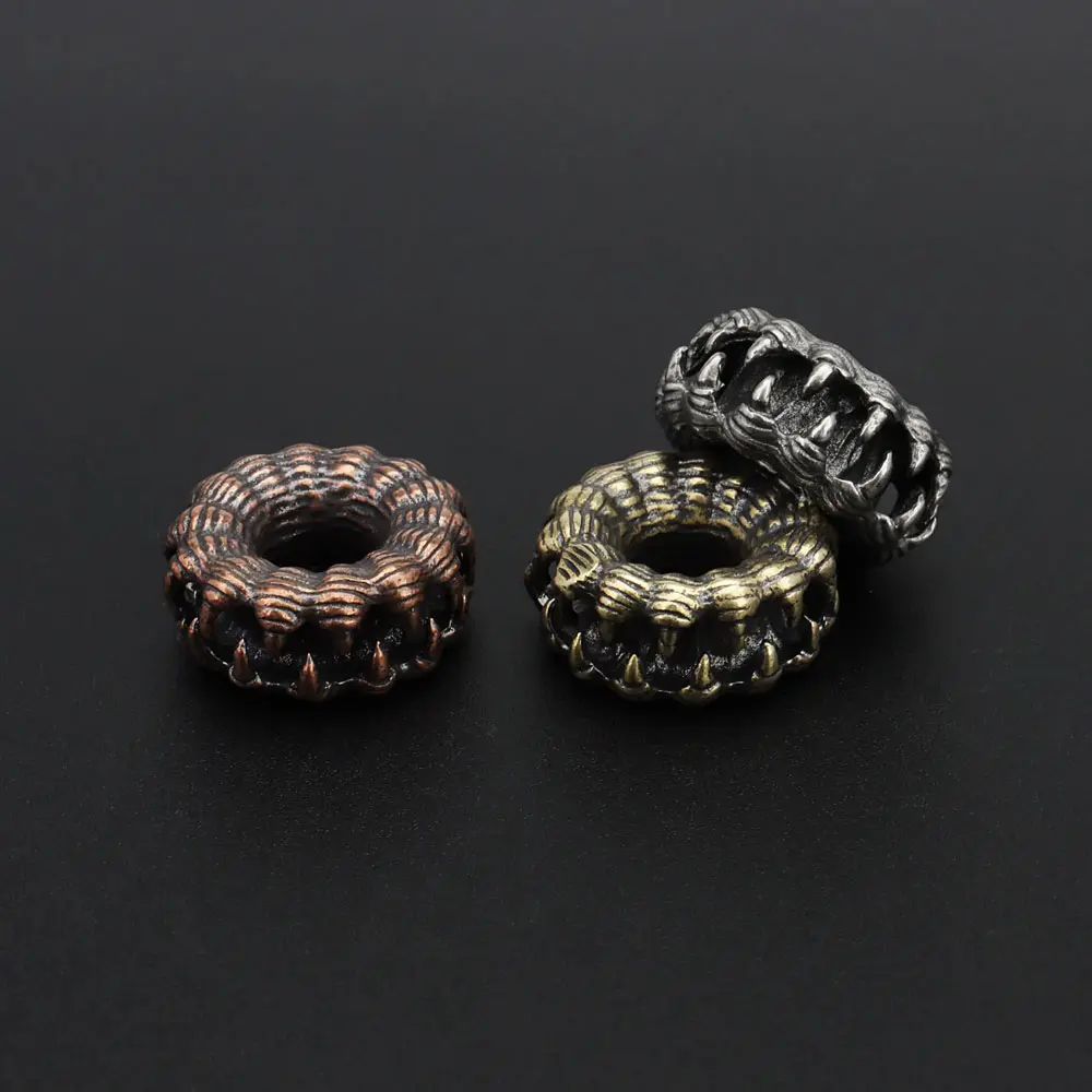 Circle Shape Paracord Bead DIY Copper Bead Lanyard Pendants Key Rings Accessories
