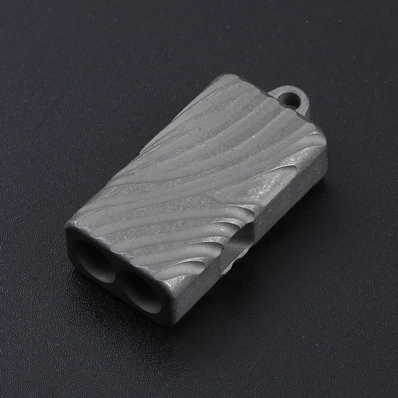 Whistle Titanium Alloy Double Hole Whistle Keychain Pendant Portable EDC Outdoor Tool Keyring