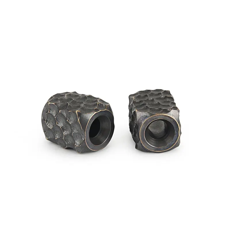 Handmade Vintage Black Brass Knife Beads Crater Rope Bead Copper Paracord Beads DIY