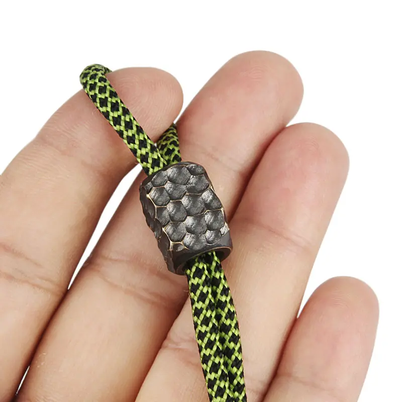 Handmade Vintage Black Brass Knife Beads Crater Rope Bead Copper Paracord Beads DIY