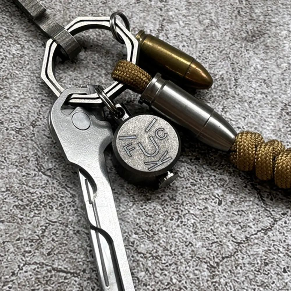 1PC Key Ring Accessories Titanium Alloy Bead DIY Pendant Paracord Rope Bead Keychain DIY