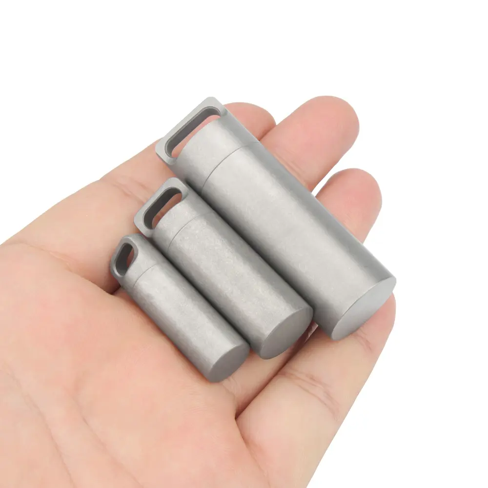 Gray Titanium Alloy Seals Waterproof Bottles Canister Bottle Outdoor Camping EDC Tool Titanium Seal Bottle