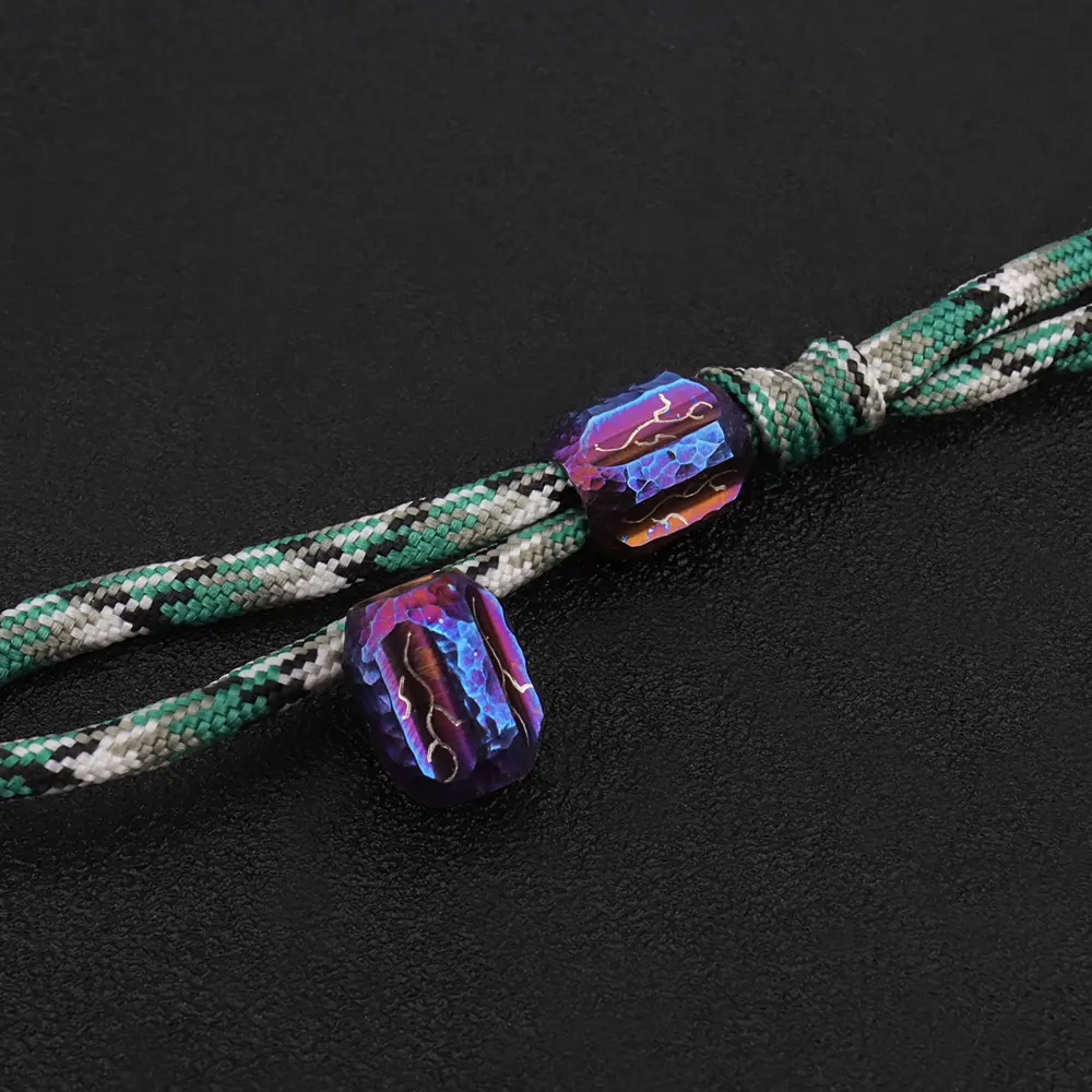 Meteorite Crater Engraving Paracord Titanium Bead Umbrella Rope Keychain Bracelet DIY Bead