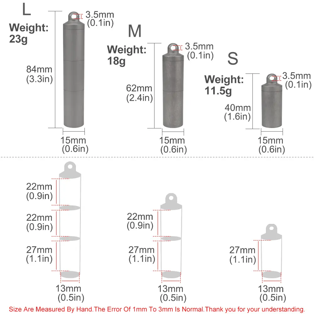 S/M/L Titanium Seal Bottle Waterproof Canister Titanium Bottle Multilayer Outdoor EDC Tool