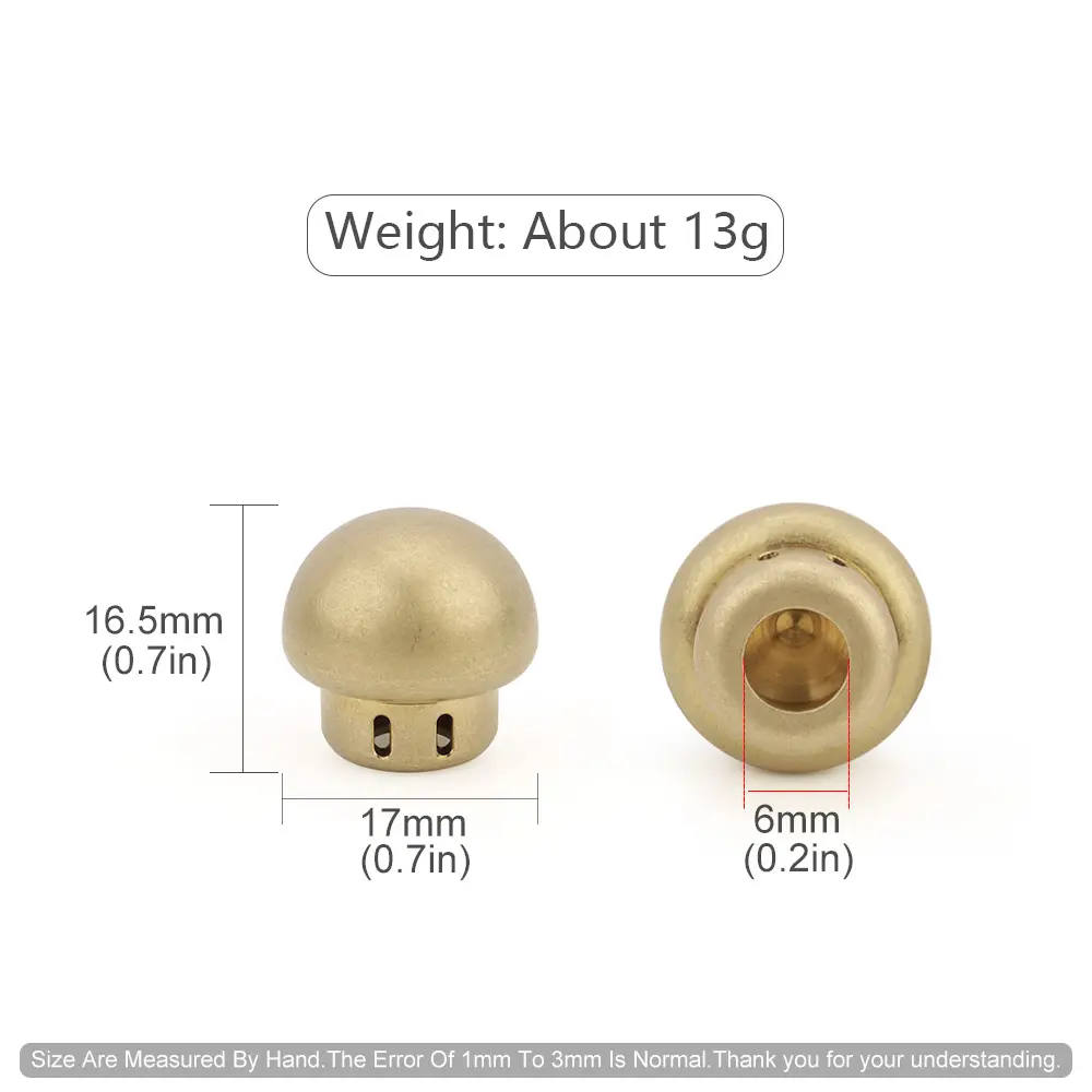 3pcs Matte Brass Bead Rope Paracord Tail Pendant Mushroom Bead DIY