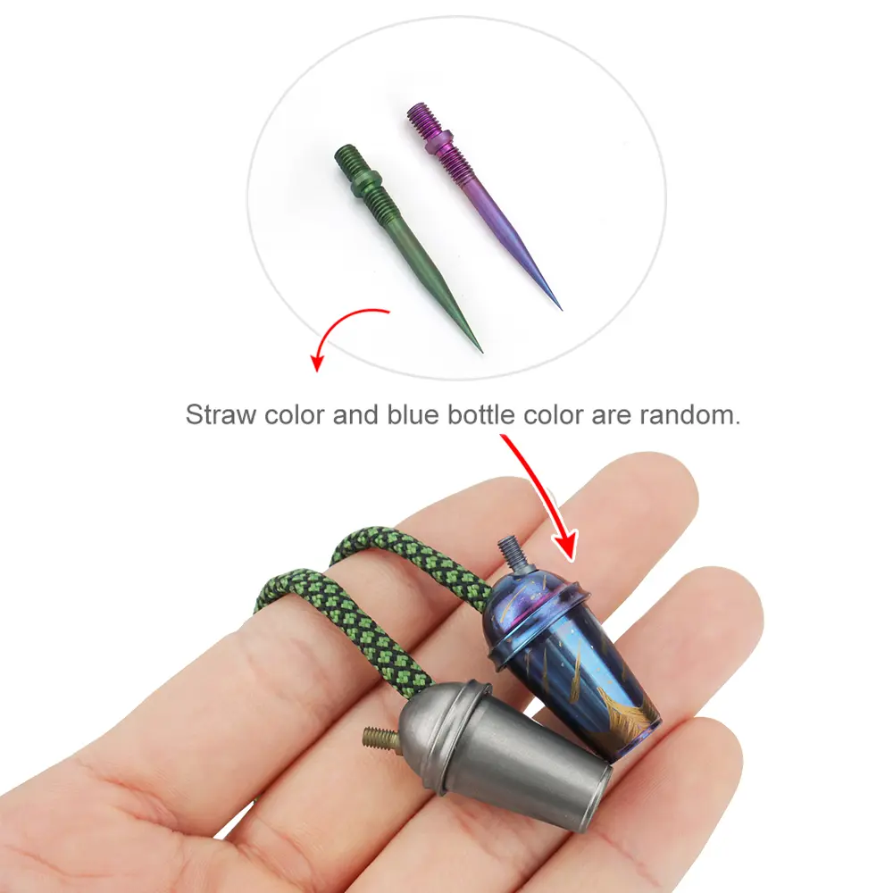 Cup Shape Titanium Alloy Paracord Bead Multifunctional Toothpick Keychain Rope Bead Tail Pendant