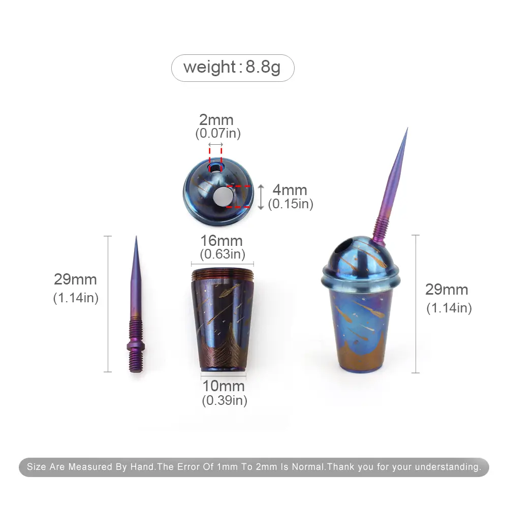 Cup Shape Titanium Alloy Paracord Bead Multifunctional Toothpick Keychain Rope Bead Tail Pendant
