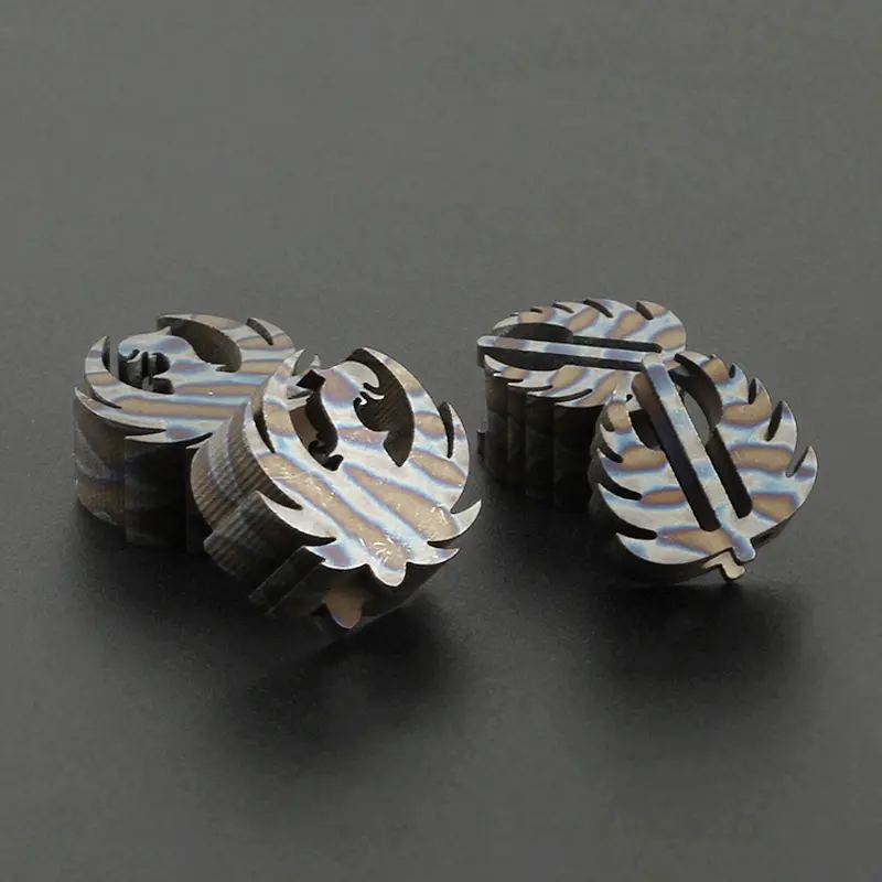 Flame Phoenix Titanium Alloy Knife Beads EDC Tool Leaves Paracord Bead Accessory