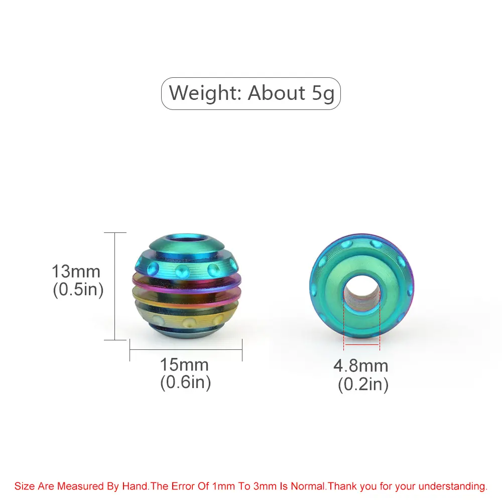 Colorful Titanium Knife Beads Ball Shape Umbrella Rope Pendant Paracord Bead Car Keychain Accessories