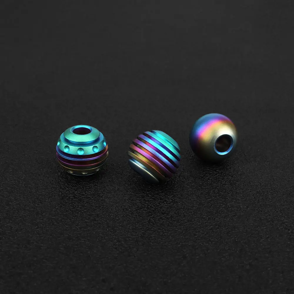 Colorful Titanium Knife Beads Ball Shape Umbrella Rope Pendant Paracord Bead Car Keychain Accessories