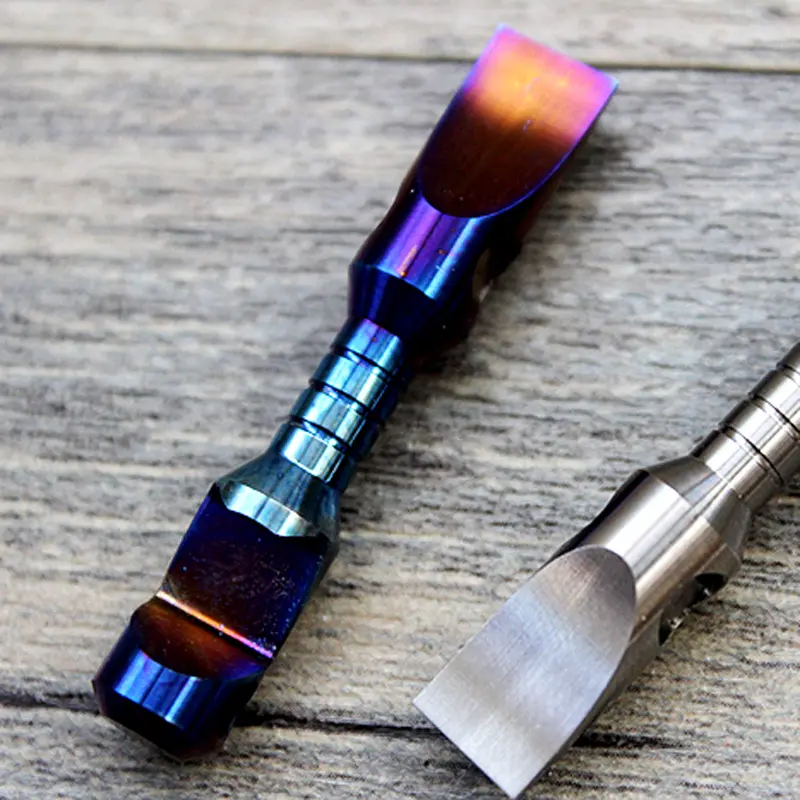 High Quality Titanium Alloy Bottle Opener Keychain Buckle Screwdriver Titanium Damascus EDC Tool