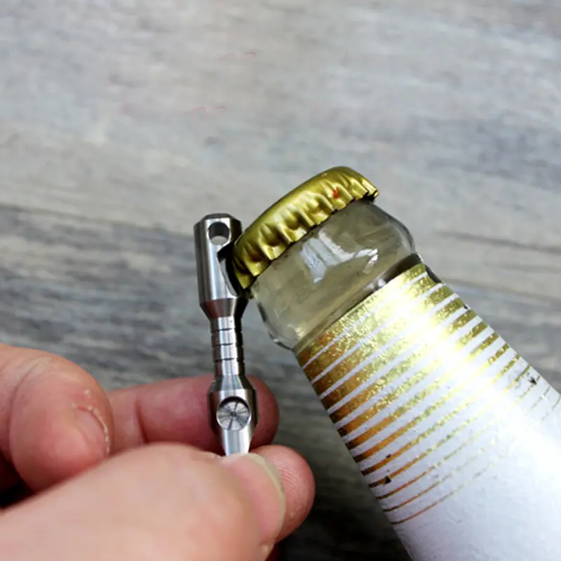 High Quality Titanium Alloy Bottle Opener Keychain Buckle Screwdriver Titanium Damascus EDC Tool