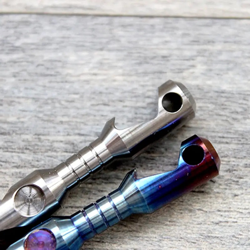 High Quality Titanium Alloy Bottle Opener Keychain Buckle Screwdriver Titanium Damascus EDC Tool