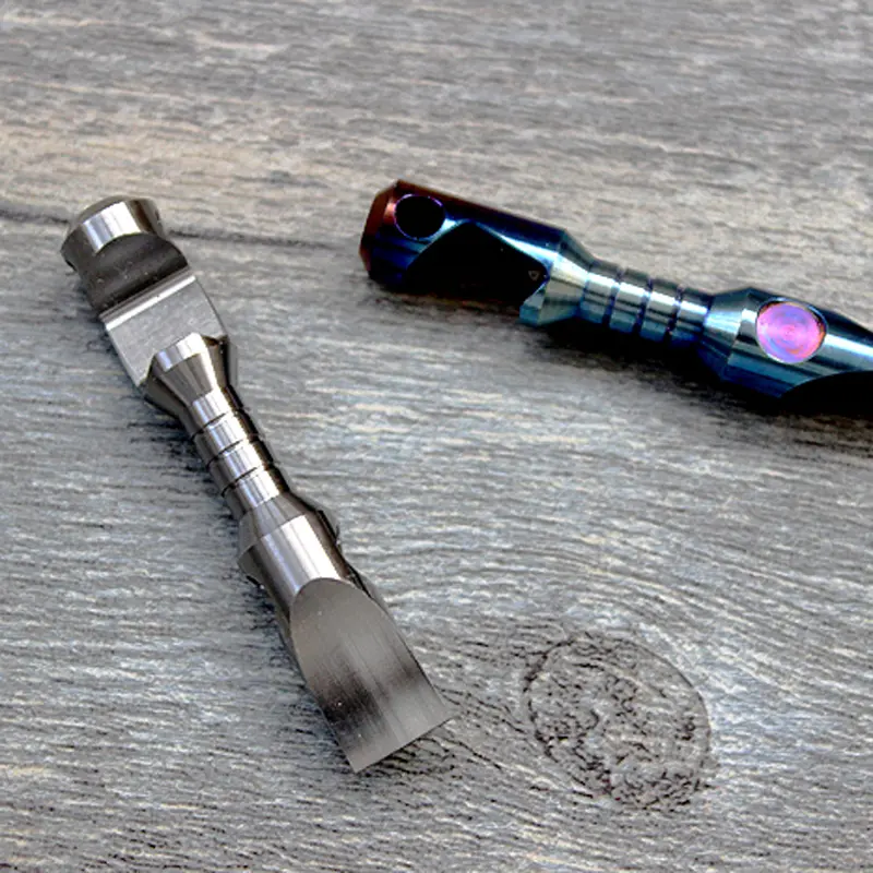 High Quality Titanium Alloy Bottle Opener Keychain Buckle Screwdriver Titanium Damascus EDC Tool