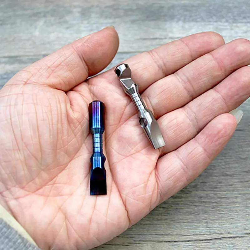 High Quality Titanium Alloy Bottle Opener Keychain Buckle Screwdriver Titanium Damascus EDC Tool