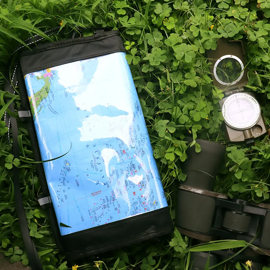 Map Case Waterproof Tactical Hiking Map Pouch Holder with Clear Window Lanyard Transparent PVC Stationery Storage Holder Cover