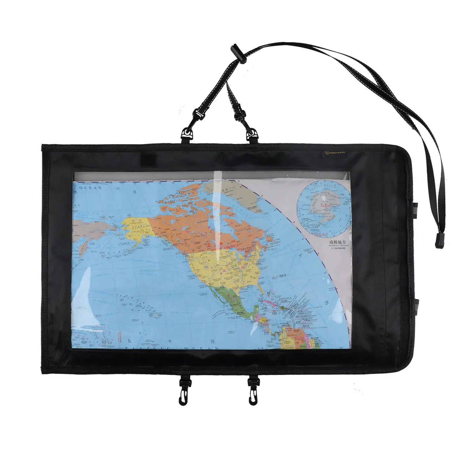 Map Case Waterproof Tactical Hiking Map Pouch Holder with Clear Window Lanyard Transparent PVC Stationery Storage Holder Cover