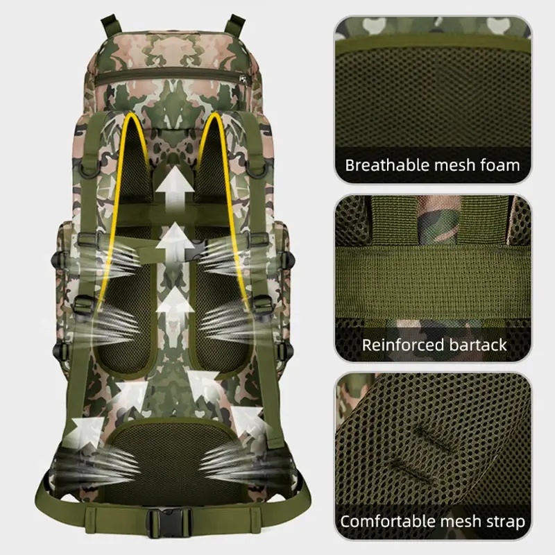 90L Travel Bag Camping Backpack Tactical Hiking Climbing Bags Mountaineering Large Sport Bag Outdoor Men Luggage Molle Rucksack
