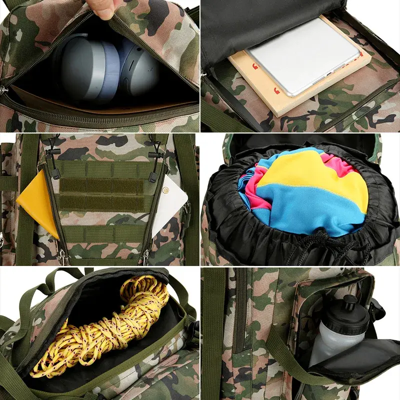 90L Travel Bag Camping Backpack Tactical Hiking Climbing Bags Mountaineering Large Sport Bag Outdoor Men Luggage Molle Rucksack