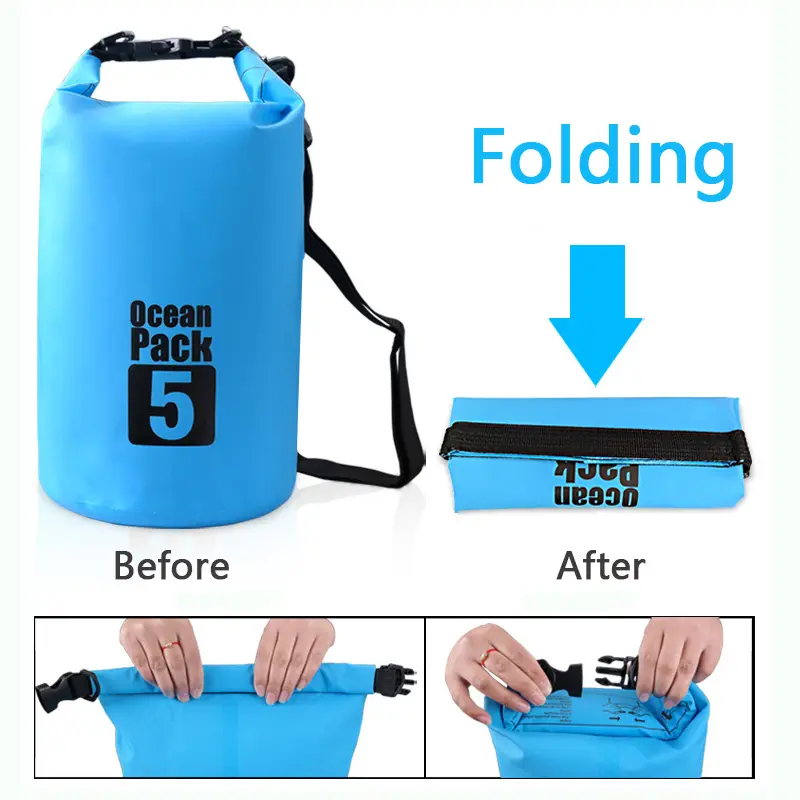PVC Waterproof Bag Outdoor Diving Compression Storage Waterproof Bag Dry Bag For Man Women Swimming Rafting Kayak 2L 5L 10L 20L
