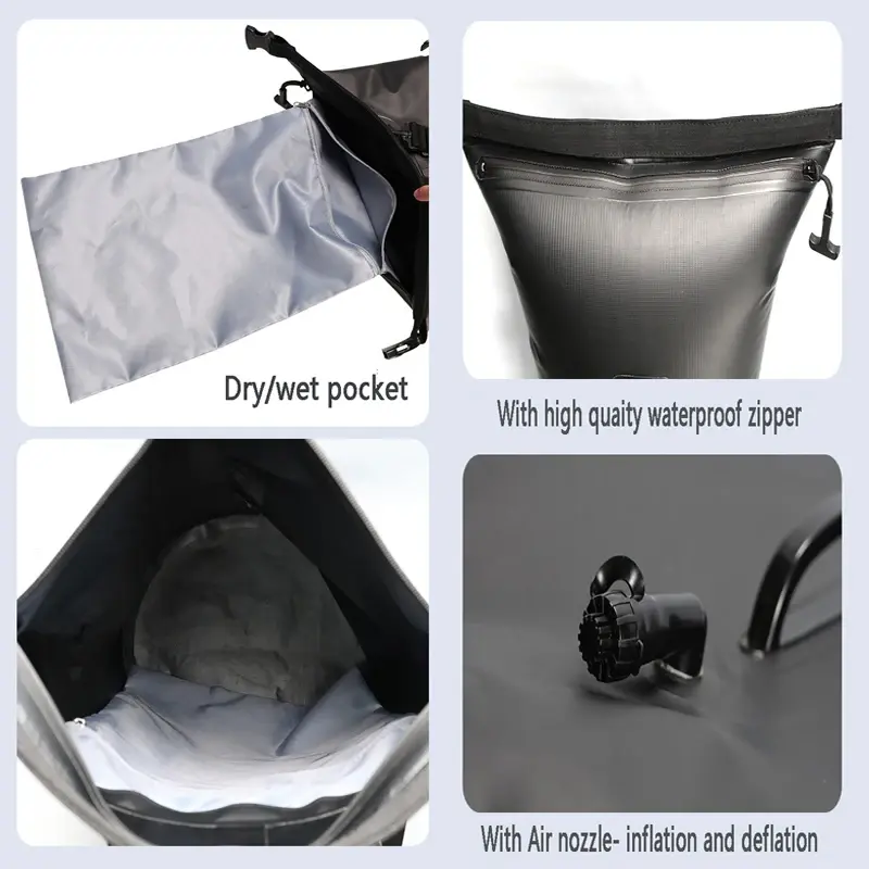 20L Waterproof Swimming Bag Backpack Inflatable Snorkeling Rafting Drifting Diving Dry Bag Floating Sack Dry Wet Seperation Bag