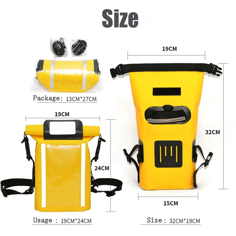 Waterproof Dry Bag 3L Roll Top Waterproof Backpack Phone Pouch for Cycling Boating Camping Swimming Beach Fishing Rafting Travel