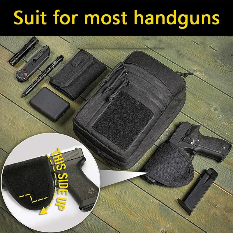 Tactical Concealed Gun Bag Shoulder Strap Bag Hunting Gun Holster Pouch Pistol Holder Case for Handgun Airsoft Adjustable Pack