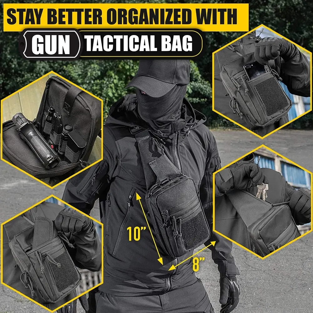 Tactical Concealed Gun Bag Shoulder Strap Bag Hunting Gun Holster Pouch Pistol Holder Case for Handgun Airsoft Adjustable Pack