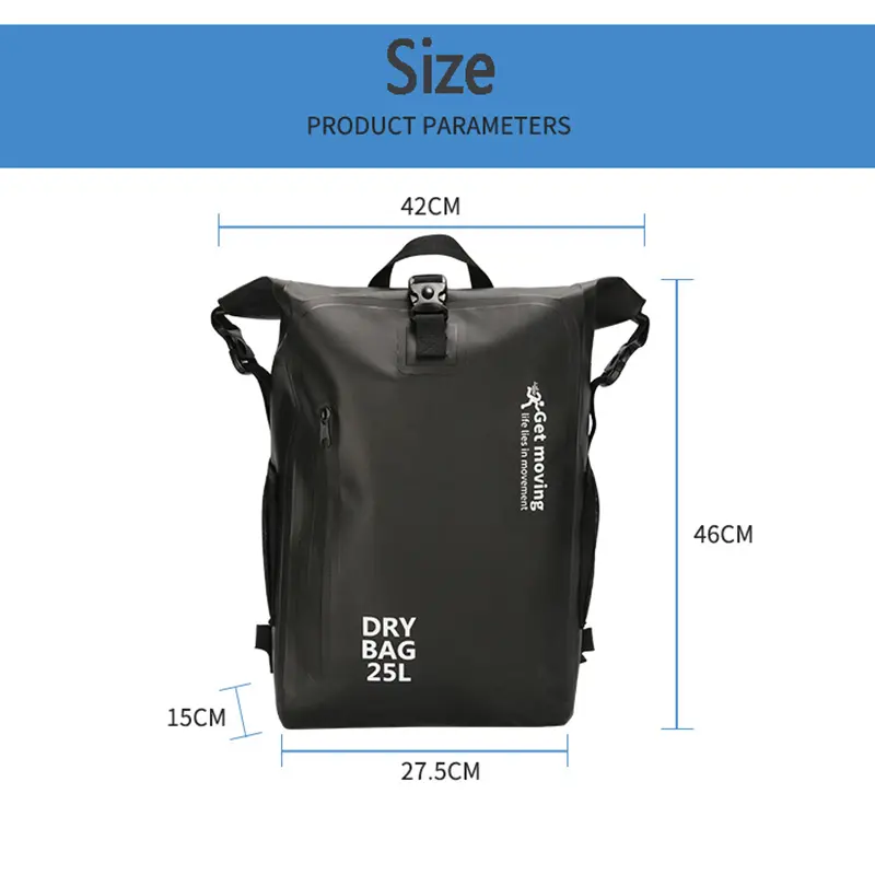 20L Pvc Outdoor Storage Bag Backpack Waterproof Swimming Rafting Kayaking Trekking Floating Sailing Beach Bag Backpack