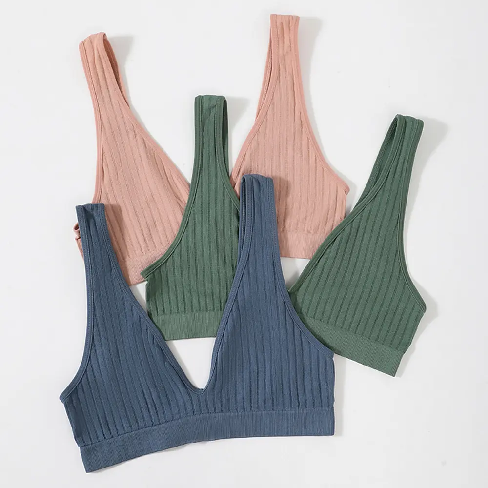 Top Women Seamless Sports Bra Plunge Bra Deep V Sexy Crop Tops Women's Underwear Backless Bralette Female Bras топ женский