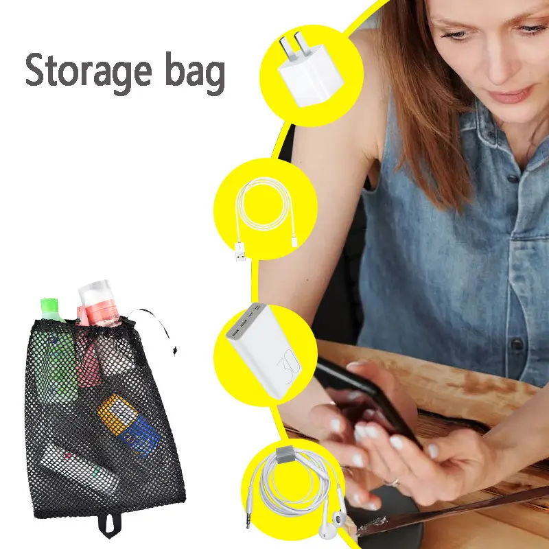 Outdoor Mesh Drawstring Bag Mesh Sports Bag Storage Mesh Bags for Beach Swimming Diving Surfing Sundries Toy Cosmetic