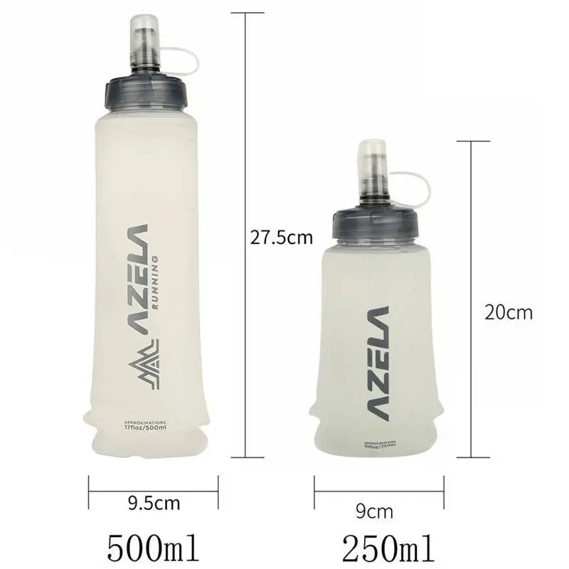 250ml 500ml Water Bottle Folding Soft Flask Sport Water Bottle Water Bag Collapsible Running Camping Hiking Portable Lightweight