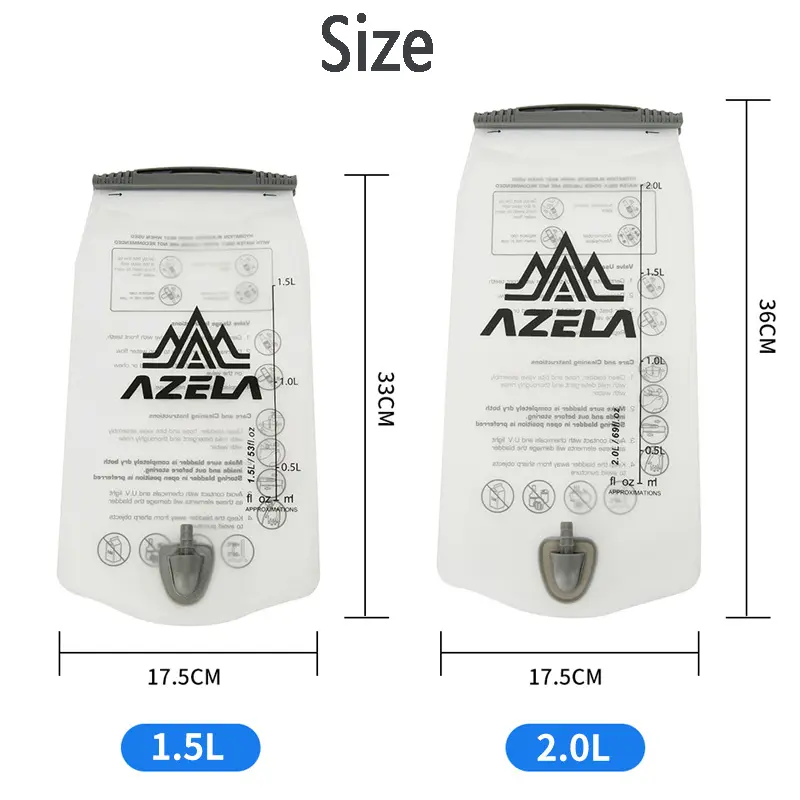 1.5L 2L Outdoor Running Sports PEVA Water Bottle Mountain Biking Water Bladder Soft Water Bottle Water Bladder Bag Soft Flask