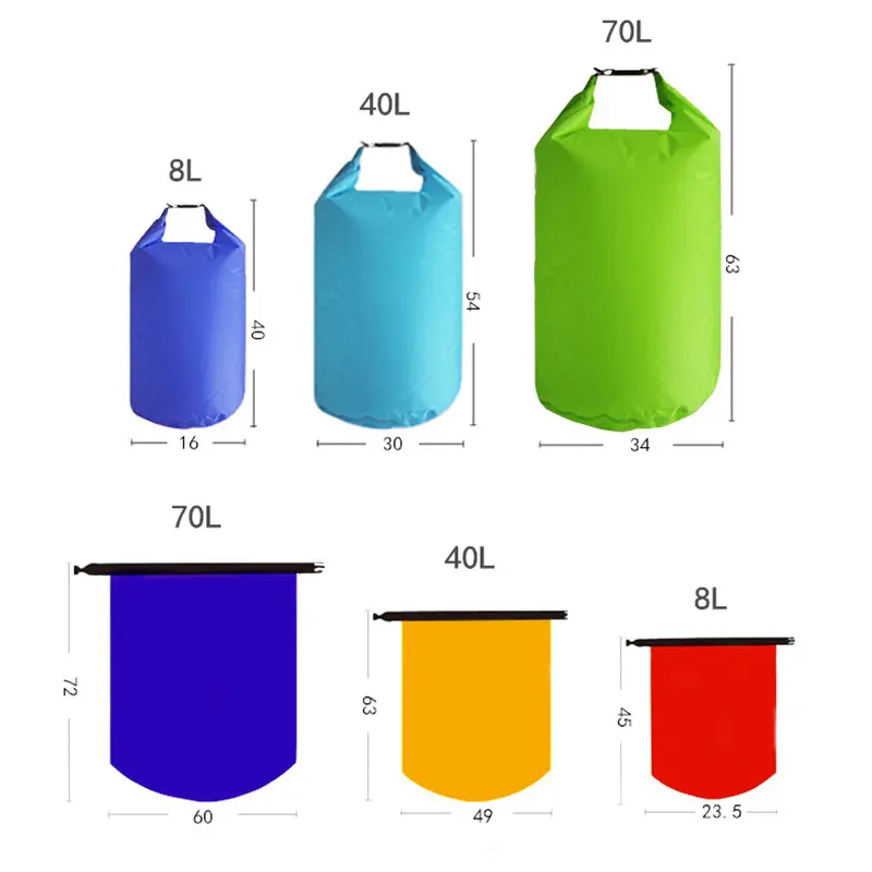 8L/25L/40L/70L/75L Outdoor Waterproof Dry Bag Back Pack Swimming Bag River Trekking Rafting Kayaking Travel Clothes Storage Pack