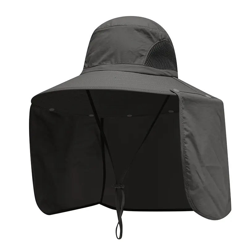 Outdoor Fishing Hat Wide Brim Man Breathable Mesh Fishing Cap Quick Dry Beach Hats Camouflage Sun UV Protection Shade Hat