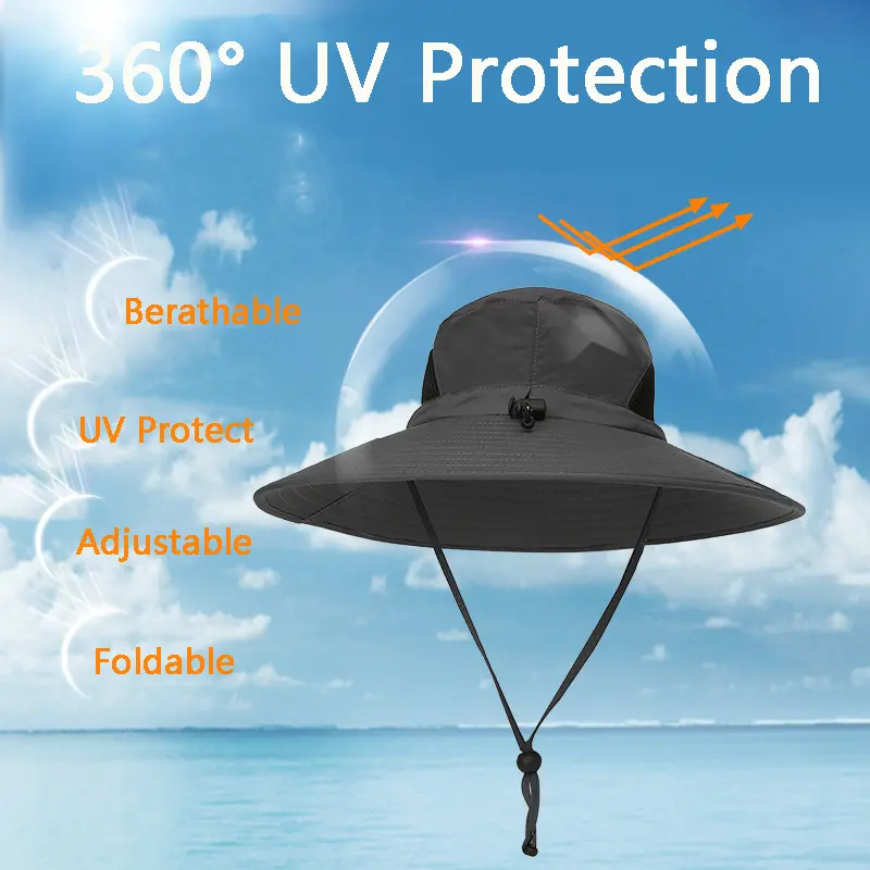 New Sun Protection Fishing Hat Summer Breathable Mesh Camping Hiking Caps Anti-UV Sun Hat Mountaineering Caps Men's Bucket Hat