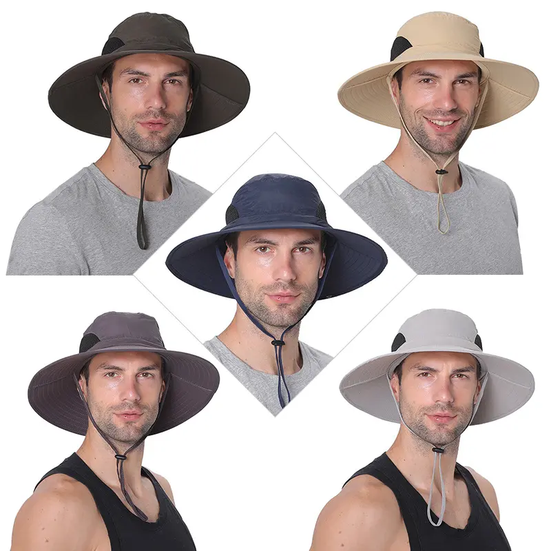 New Sun Protection Fishing Hat Summer Breathable Mesh Camping Hiking Caps Anti-UV Sun Hat Mountaineering Caps Men's Bucket Hat