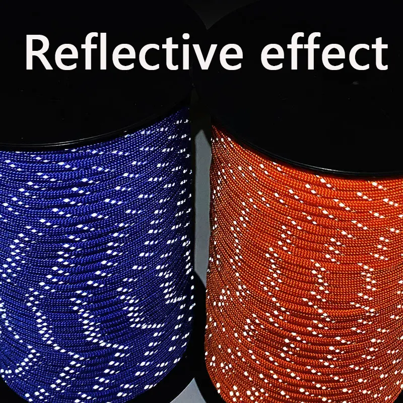 10M Reflective Paracord 550 Cord 7 Strand 4mm Tent Rope Camping Survival Accesorios Warning Parachute Line Hiking Canopy Lanyard