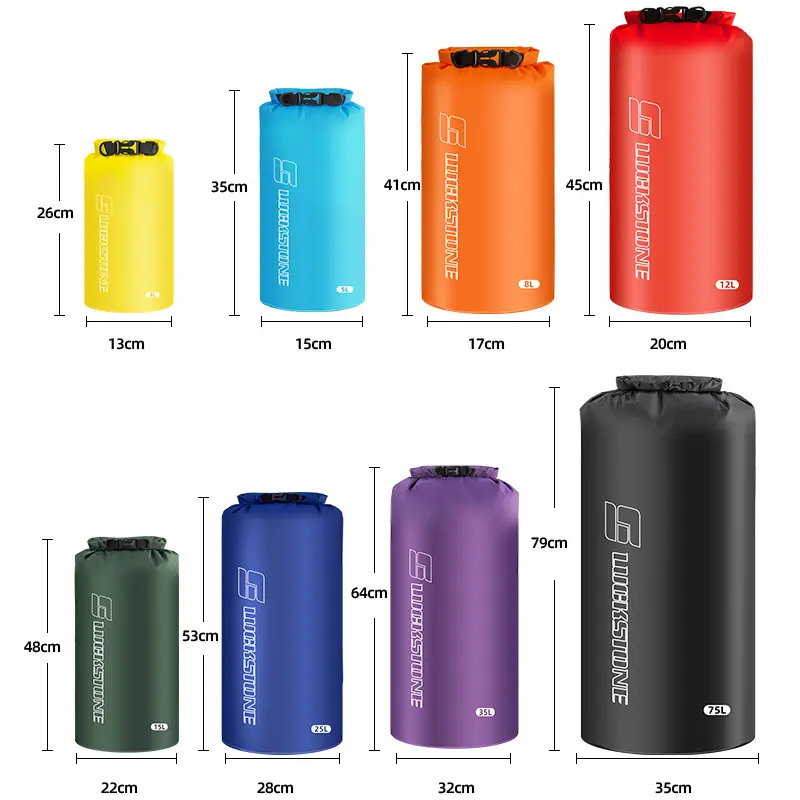 3/5/8/12/15/25/35/75L Waterproof Dry Bag Sack Ultralight Drifting Swimming Clothes Storage Bag Rafting Kayaking Sport Bag