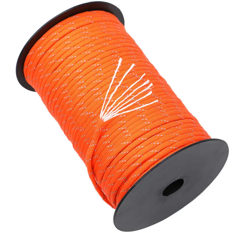 10M Reflective Paracord 550 Cord 7 Strand 4mm Tent Rope Camping Survival Accesorios Warning Parachute Line Hiking Canopy Lanyard