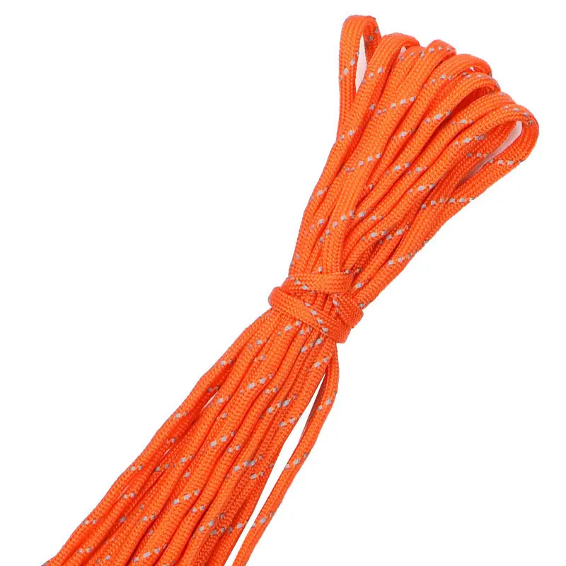 10M Reflective Paracord 550 Cord 7 Strand 4mm Tent Rope Camping Survival Accesorios Warning Parachute Line Hiking Canopy Lanyard