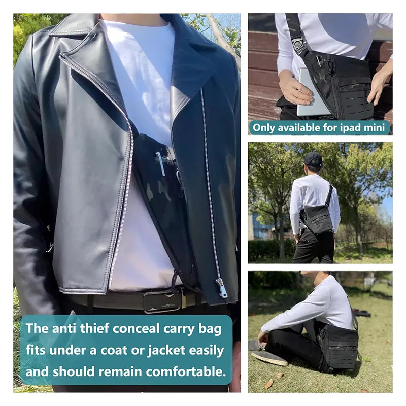 Multifunctional Concealed Tactical Gun Bag Holster Men's Nylon Shoulder Bag Anti-theft Bag Chest Bag Hunting Bag Hiking Cycling
