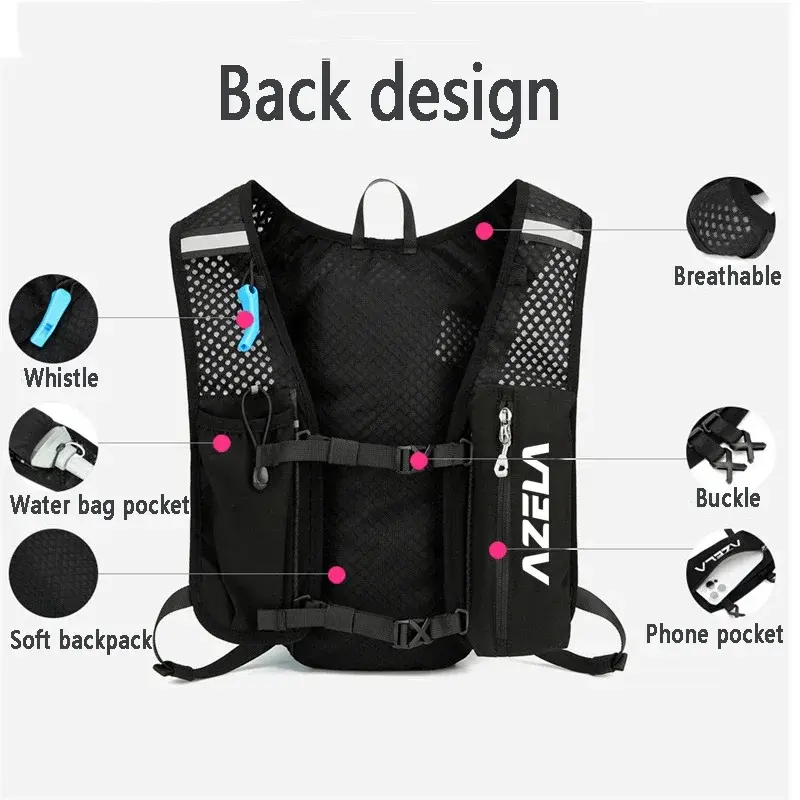 Outdoor Trail Running Ultralight Backpack Hydration Jogging Vest Men Breathable Marathon Bicycle Bag Water Bottle 250ML/1.5L