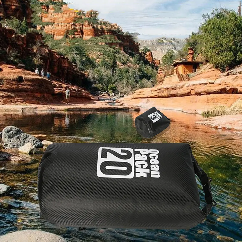 PVC Waterproof Swimming Bag Dry Sack Carbon Fiber 2/3/5/10/15/20/30L Floating Dry Gear Bags For Boating Fishing Rafting Swimming