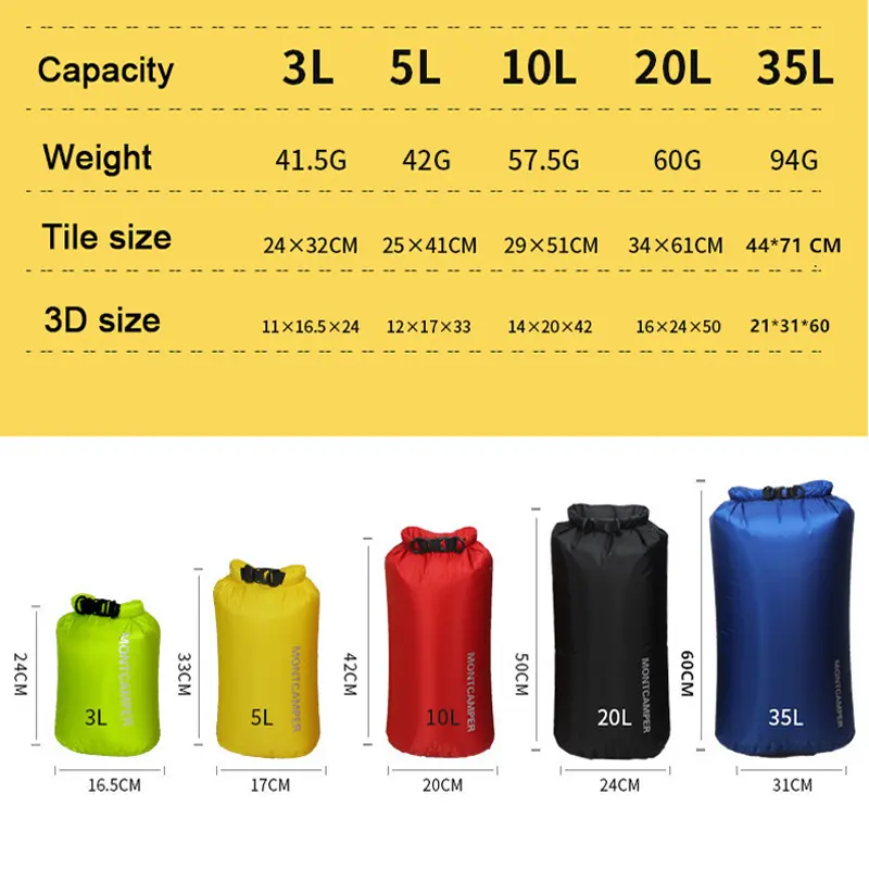 Dry Bag 30D Nylon Ultralight Drifting Swimming Debris Clothes Sleeping Bag Storage Bag Waterproof Swimming Camping Sport Bag