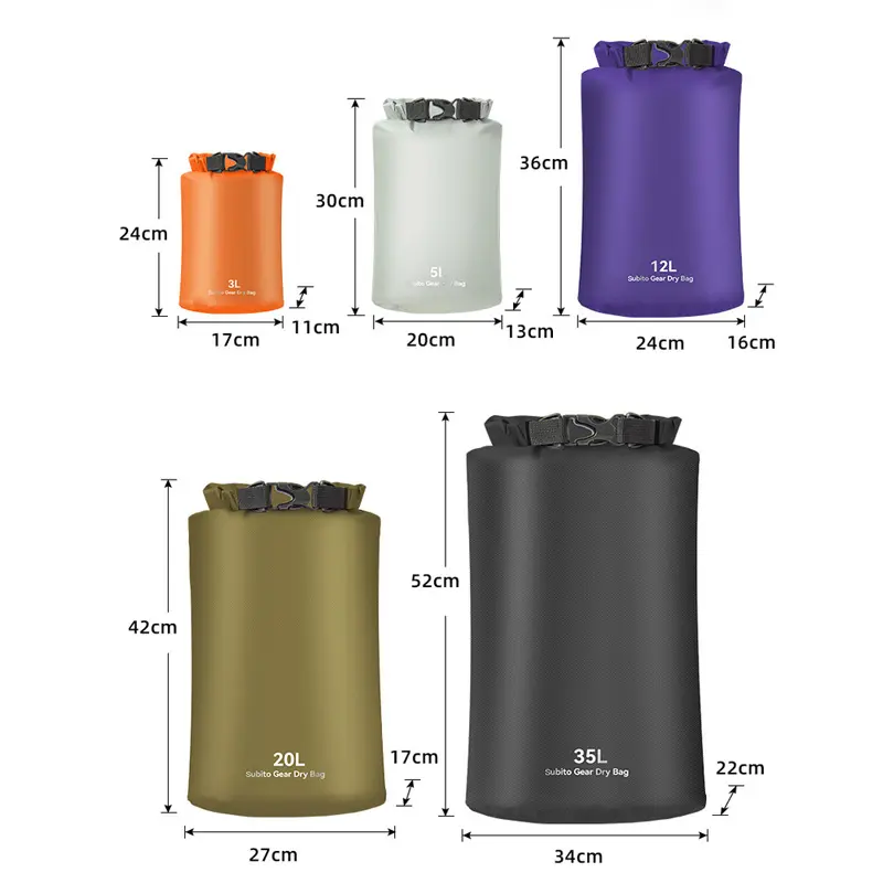 3/5/12/20/35L Waterproof Dry Bag Ultralight Storage Bags Roll Top Dry Sack Keep Gear Dry for Kayaking Swimming Camping Boating